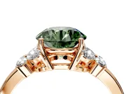 Solitaire Engagement Ring Setting for Fancy Green Round Cut Center with Marquise Flower Shoulders and Prong Head in Rose Gold