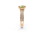 Solitaire Engagement Ring Setting for Fancy Yellow Oval Center with Multi-Row Pave Accents and Basket Head in Rose Gold