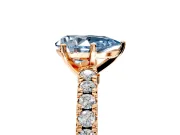 Solitaire Engagement Ring Setting for Fancy Blue Pear-Shaped Center with Single Row Accent Band and Prong Head in Rose Gold