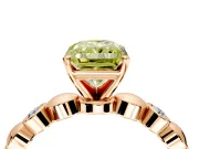 Solitaire Engagement Ring Setting for Fancy Yellow Radiant Cut Center with Beaded Bezel Station Band and Prong Head in Rose Gold