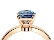 Solitaire Engagement Ring Setting for Fancy Blue Radiant Cut Center with Plain Band and Tulip Prong Head in Rose Gold