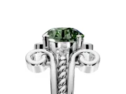 Solitaire Engagement Ring Setting for Fancy Green Round Cut Center with Twisted Band and Scroll Prong Head in Platinum