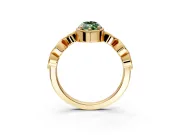 Vintage Station Engagement Ring Setting for Fancy Green Marquise Center with Accents and Prong Head in Yellow Gold