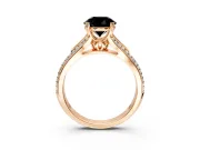 Solitaire Engagement Ring Setting for Fancy Black Round Cut Center with Pave Rail Split Shank and Prong Head in Rose Gold