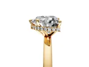Hidden Halo Engagement Ring Setting for Heart-Shaped Center with Plain Band and Tall Prong Head in Yellow Gold