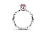 Solitaire Engagement Ring Setting for Fancy Pink Cushion Cut Center with Bamboo Band and Prong Head in Sterling Silver