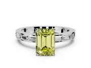 Solitaire Engagement Ring Setting for Fancy Yellow Emerald Cut Center with Channel Baguette Band and Prong Head in Platinum