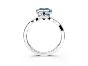Solitaire Engagement Ring Setting for Fancy Blue Asscher Cut Center with Plain Split Shank and Prong Head in Sterling Silver