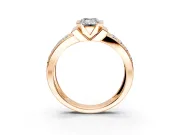 Bezel Engagement Ring Setting for Emerald Cut Center with Wide Channel-Set Band and Bezel Head in Rose Gold