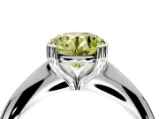 Solitaire Engagement Ring Setting for Fancy Yellow Round Cut Center with Reverse Tapered Band and Prong Head in Platinum
