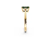3 Stone Engagement Ring Setting for Fancy Green Emerald Cut Center with Low-Set Round Cut Accents and Prong Head in Yellow Gold