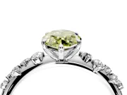 Cluster Engagement Ring Setting for Fancy Yellow Marquise Center with Round Cut Accent Band and Prong Head in Platinum