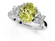 Floral Engagement Ring Setting for Fancy Yellow Oval Center with Marquise Cluster Shoulders and Prong Head in Platinum