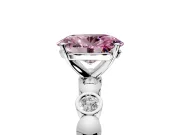 Solitaire Engagement Ring Setting for Fancy Pink Oval Center with Beaded Bezel Station Band and Prong Head in Platinum
