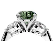 3 Stone Engagement Ring Setting for Fancy Green Round Cut Center with Large Pear-Shaped Accents and Prong Head in Platinum