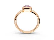 Solitaire Engagement Ring Setting for Fancy Pink Emerald Cut Center with Wide Band and Bezel Head in Rose Gold