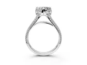 Solitaire Engagement Ring Setting for Heart-Shaped Center with Accented Split Shank and Prong Head in Platinum