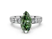 Solitaire Engagement Ring Setting for Fancy Green Marquise Center with Channel-Set Accents and Prong Head in Platinum