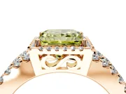 Halo Engagement Ring Setting for Fancy Yellow Princess Cut Center with Wide-Open Pave Split Shank and Prong Head in Rose Gold