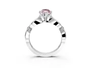 Solitaire Engagement Ring Setting for Fancy Pink Marquise Center with Carved Leaf Shoulders and Prong Head in Sterling Silver