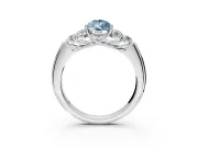 Cluster Engagement Ring Setting for Fancy Blue Pear-Shaped Center with Round Cut Accent Frame and Prong Head in Sterling Silver
