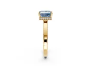 Hidden Halo Engagement Ring Setting for Fancy Blue Princess Cut Center with Wide Flat Plain Band and Prong Head in Yellow Gold