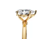 Solitaire Engagement Ring Setting for Pear-Shaped Center with Straight Thin Band and Prong Head in Yellow Gold