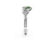Solitaire Engagement Ring Setting for Fancy Green Pear-Shaped Center with Marquise and Bezel Accents and Prong Head in White Gold