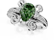 Solitaire Engagement Ring Setting for Fancy Green Pear-Shaped Center with Twisted Band and Scroll Prong Head in White Gold