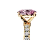 Open Basket Engagement Ring Setting for Fancy Pink Oval Center with Pave Band and Prong Head in Yellow Gold
