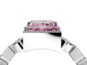 Milgrain Bezel Engagement Ring Setting for Fancy Pink Princess Cut Center with Marquise Stations and Bezel Head in Sterling Silver