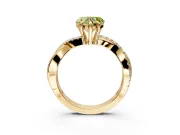 Solitaire Engagement Ring Setting for Fancy Yellow Heart-Shaped Center with Half-Pave Crossover Band and Prong Head in Yellow Gold