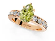 Solitaire Engagement Ring Setting for Fancy Yellow Pear-Shaped Center with Channel-Set Accents and Prong Head in Rose Gold