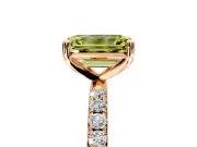 Solitaire Engagement Ring Setting for Fancy Yellow Emerald Cut Center with Micro Pave Band and Prong Head in Rose Gold