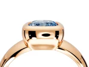 Solitaire Engagement Ring Setting for Fancy Blue Cushion Cut Center with Wide Band and Bezel Head in Rose Gold