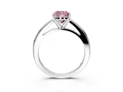 Solitaire Engagement Ring Setting for Fancy Pink Cushion Cut Center with Flat-Sided Plain Band and Prong Head in Sterling Silver