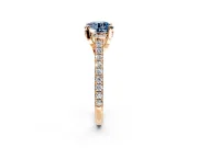 Solitaire Engagement Ring Setting for Fancy Blue Round Cut Center with Widening Pave Band and Claw Prong Head in Rose Gold