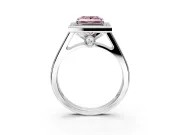 Halo Engagement Ring Setting for Fancy Pink Princess Cut Center with Outer Bezel Rim, Pave Band and Prong Head in White Gold
