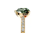 Solitaire Engagement Ring Setting for Fancy Green Heart-Shaped Center with Channel Accents and Prong Head in Yellow Gold