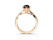 Baguette Engagement Ring Setting for Fancy Black Marquise Center with Alternating Bar-Set Band and Prong Head in Rose Gold