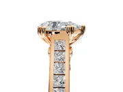 Solitaire Engagement Ring Setting for Pear-Shaped Center with Channel Band and Double Claw Prong Head in Rose Gold