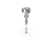 Vintage Station Engagement Ring Setting for Heart-Shaped Center with Accents and Prong Head in Platinum