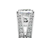 Split Shank Engagement Ring Setting for Princess Cut Center with Pave Split Shank and Prong Head in Platinum