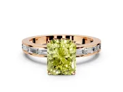 Solitaire Engagement Ring Setting for Fancy Yellow Radiant Cut Center with Channel Baguette Band and Prong Head in Rose Gold
