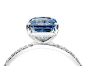 Solitaire Engagement Ring Setting for Fancy Blue Radiant Cut Center with Pave Accents and Prong Head in Sterling Silver