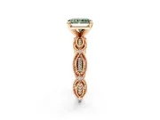 Solitaire Engagement Ring Setting for Fancy Green Radiant Cut Center with Marquise Panel Band and Prong Head in Rose Gold