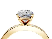 Solitaire Engagement Ring Setting for Radiant Cut Center with Channel Baguette Band and Prong Head in Yellow Gold