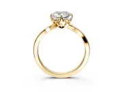 Solitaire Engagement Ring Setting for Cushion Cut Center with Plain Split Shank and Prong Head in Yellow Gold