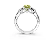 Cluster Engagement Ring Setting for Fancy Yellow Radiant Cut Center with Bezel Accent Clusters and Prong Head in Platinum