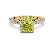 Solitaire Engagement Ring Setting for Fancy Yellow Radiant Cut Center with Large Accents and Prong Head in Yellow Gold